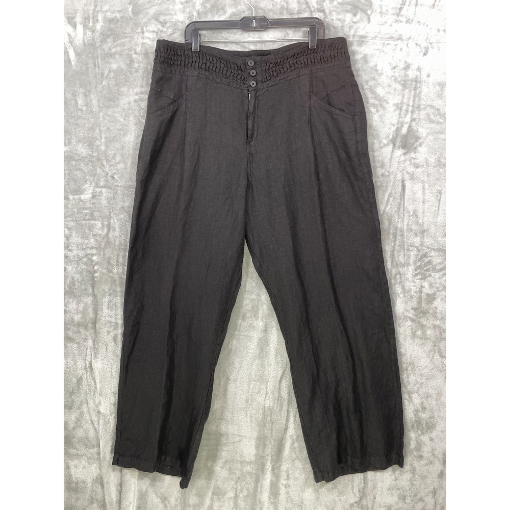 Wrap London 100% Linen Wide Leg Pants Womens US 16 Minimalist Lagenlook Summer